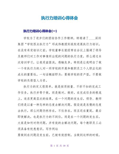 管理执行力培训心得体会