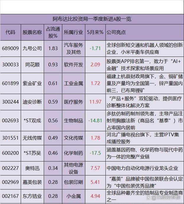 阿布扎比投资局 a股