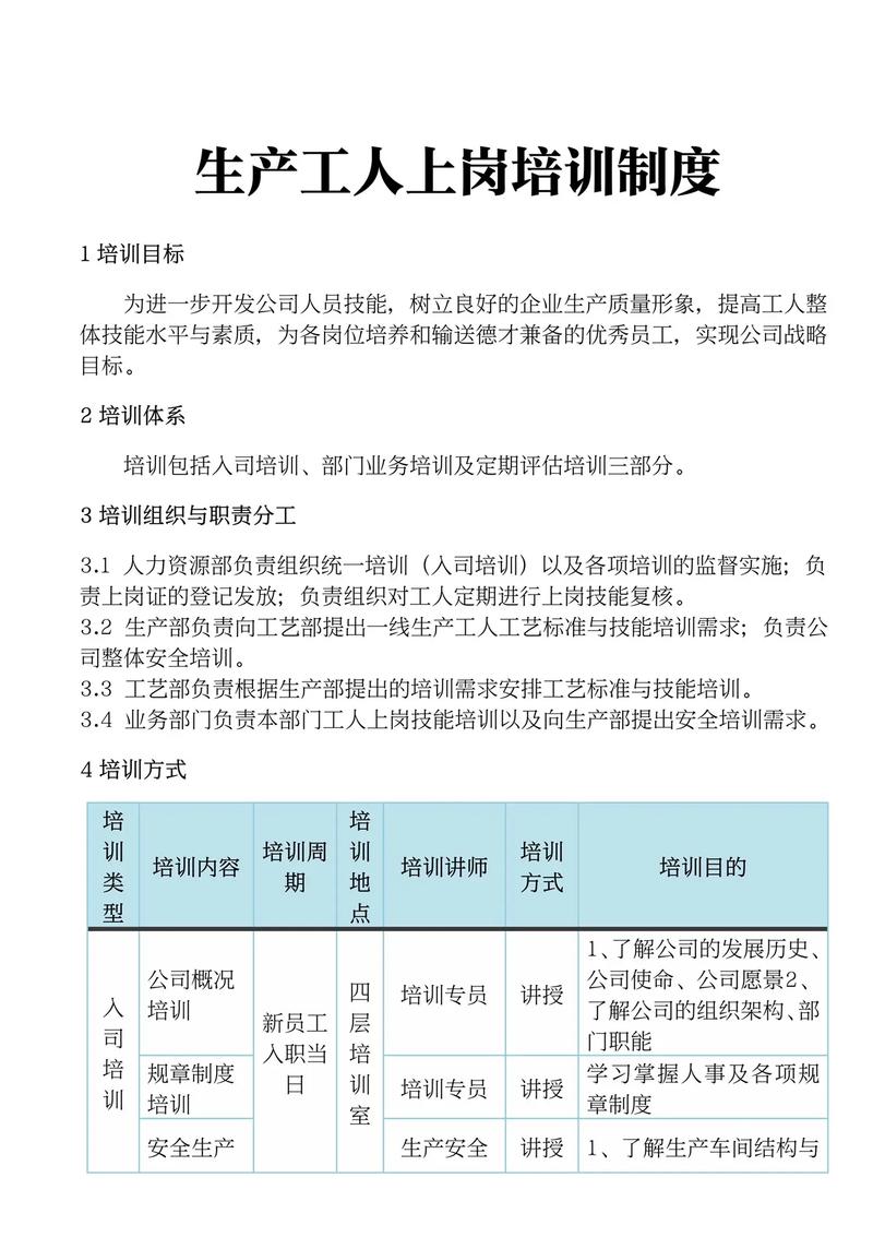 生产车间培训管理制度
