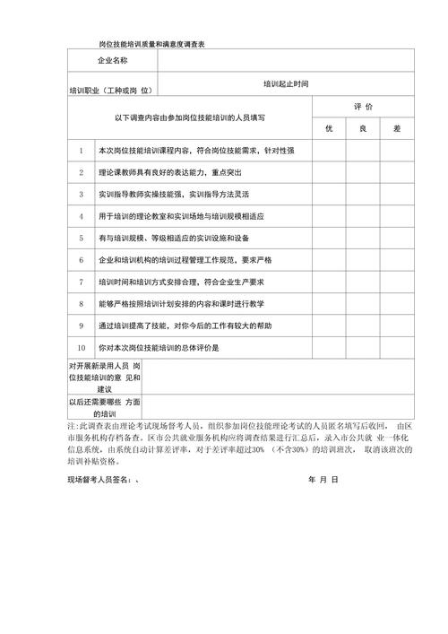 excel培训调查表