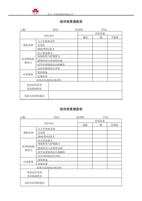 excel培训调查表