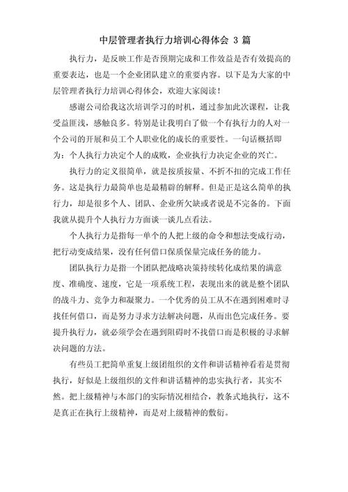 管理执行力 培训心得